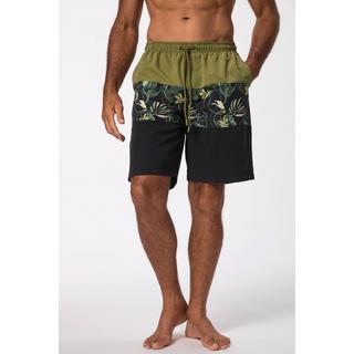 JP1880  Badeshorts, Beachwear, Elastikbund, Streifen mit Floral-Print 