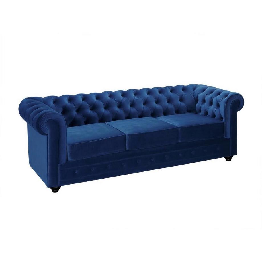 Vente-unique Divano CHESTERFIELD 3 posti in velluto Blu notte  