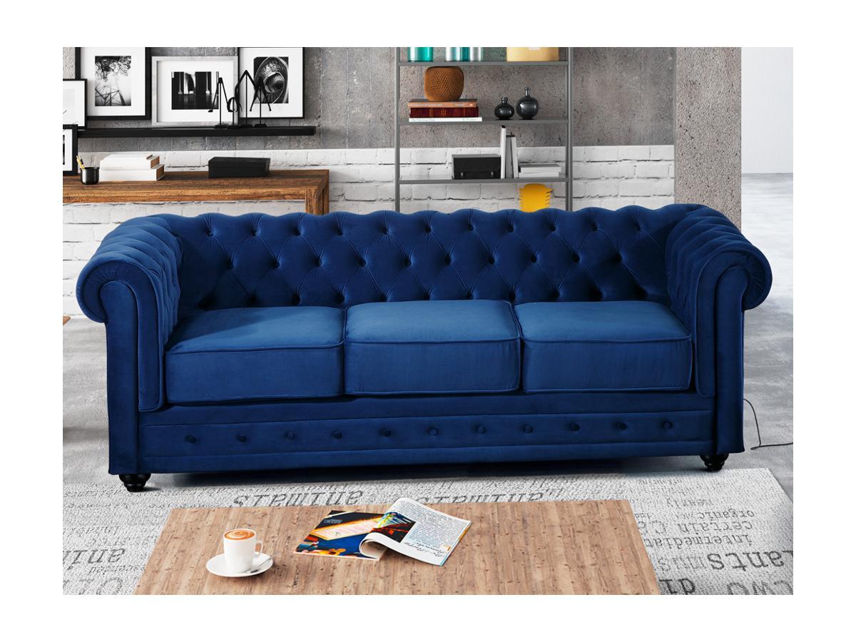 Vente-unique 3SitzerSofa CHESTERFIELD Samt  