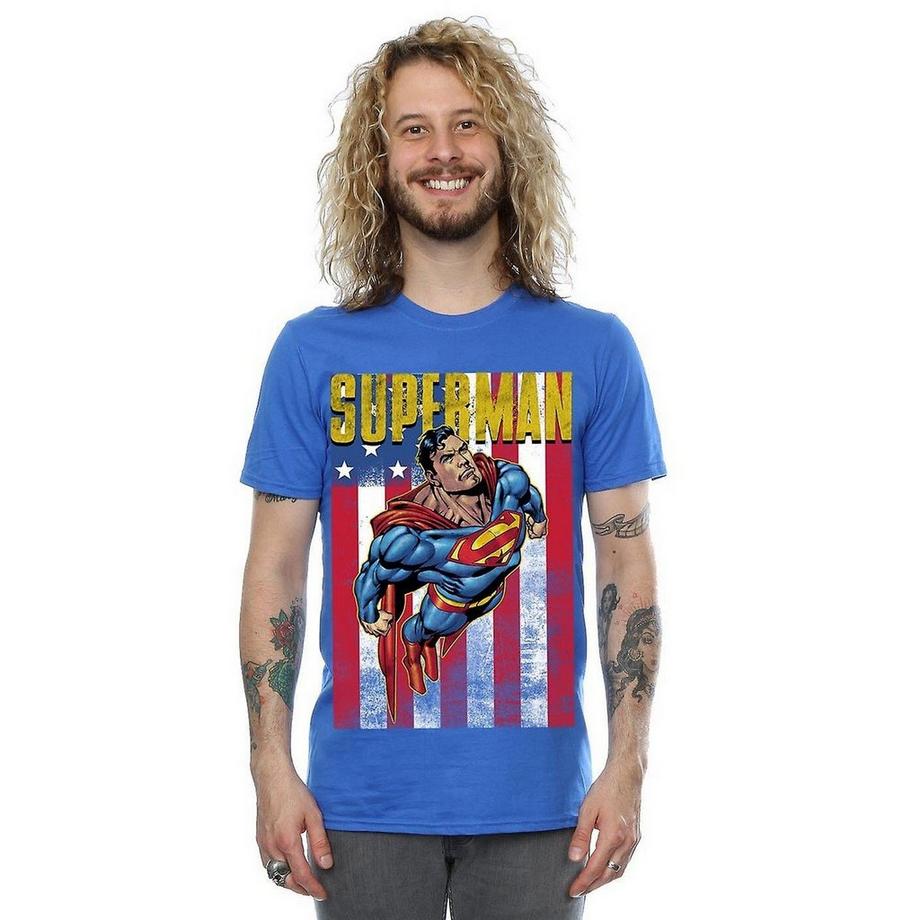 SUPERMAN Drapeau Américain Pose Action T-Shirt  