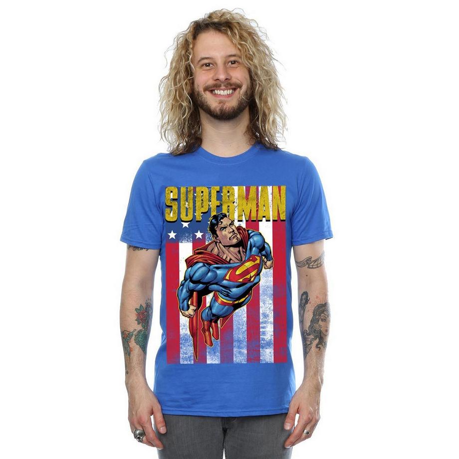 SUPERMAN Drapeau Américain Pose Action T-Shirt  