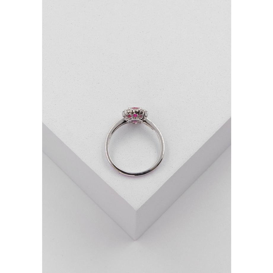 MUAU Schmuck  bague or blanc 750 diamant 0,40ct. rubis 0,79ct. 