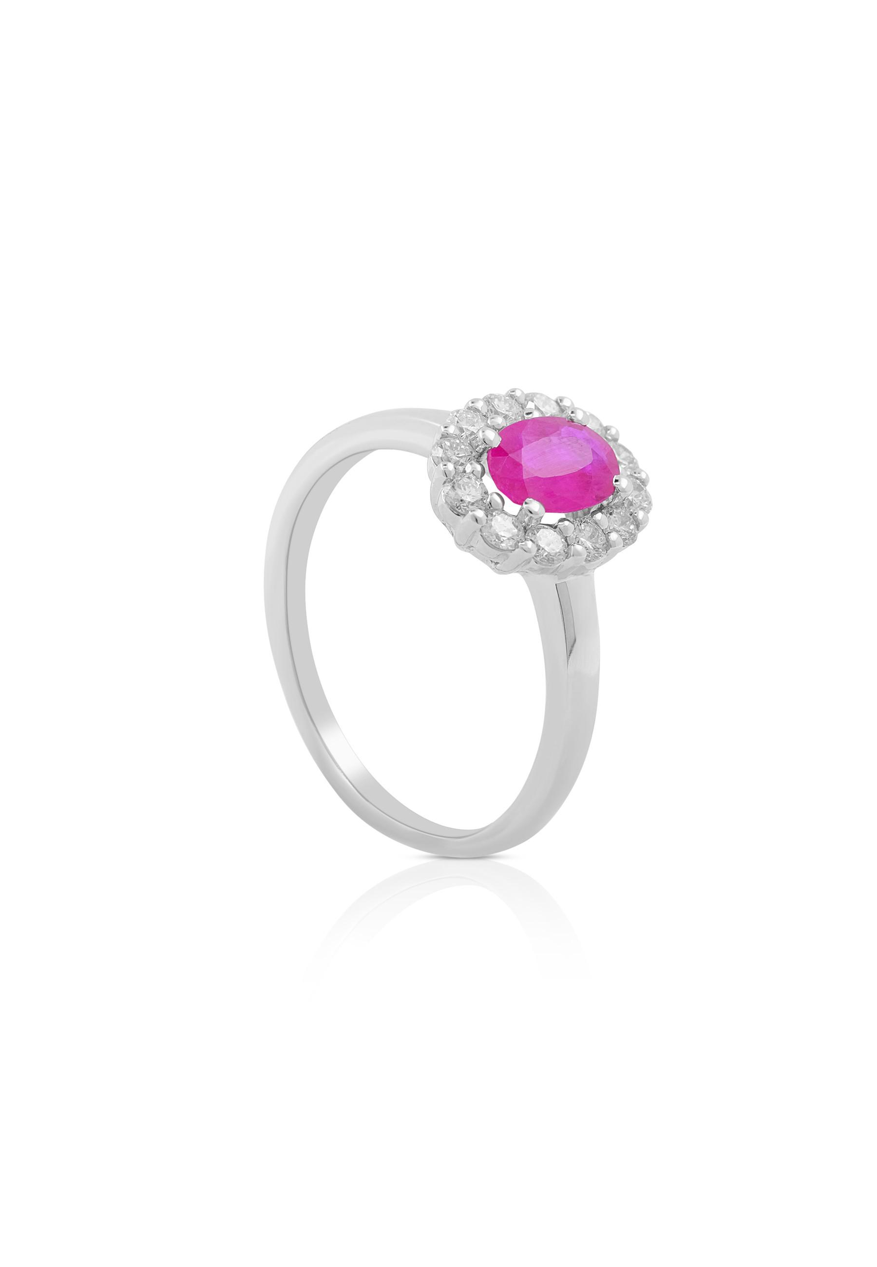 MUAU Schmuck  Ring Weissgold 750 Diamant 0.40ct. Rubin 0.79ct. 