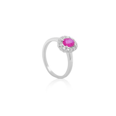 MUAU Schmuck  bague or blanc 750 diamant 0,40ct. rubis 0,79ct. 