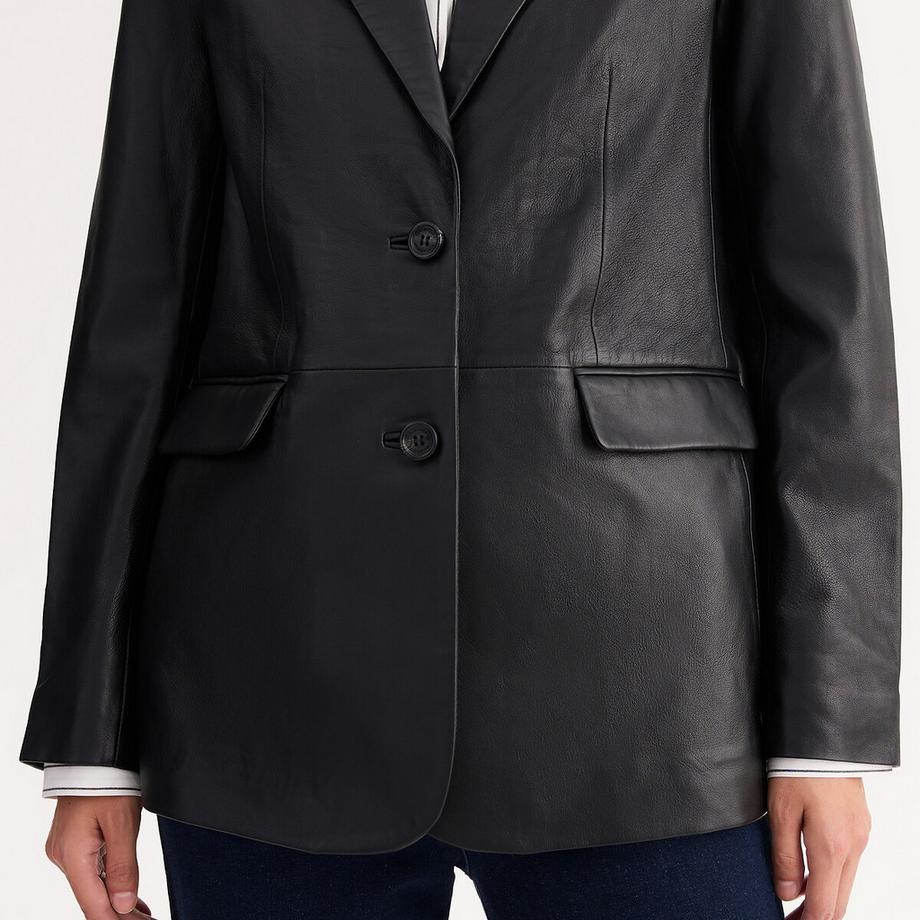 La Redoute Collections Blazer coupe droite en cuir d'agneau  