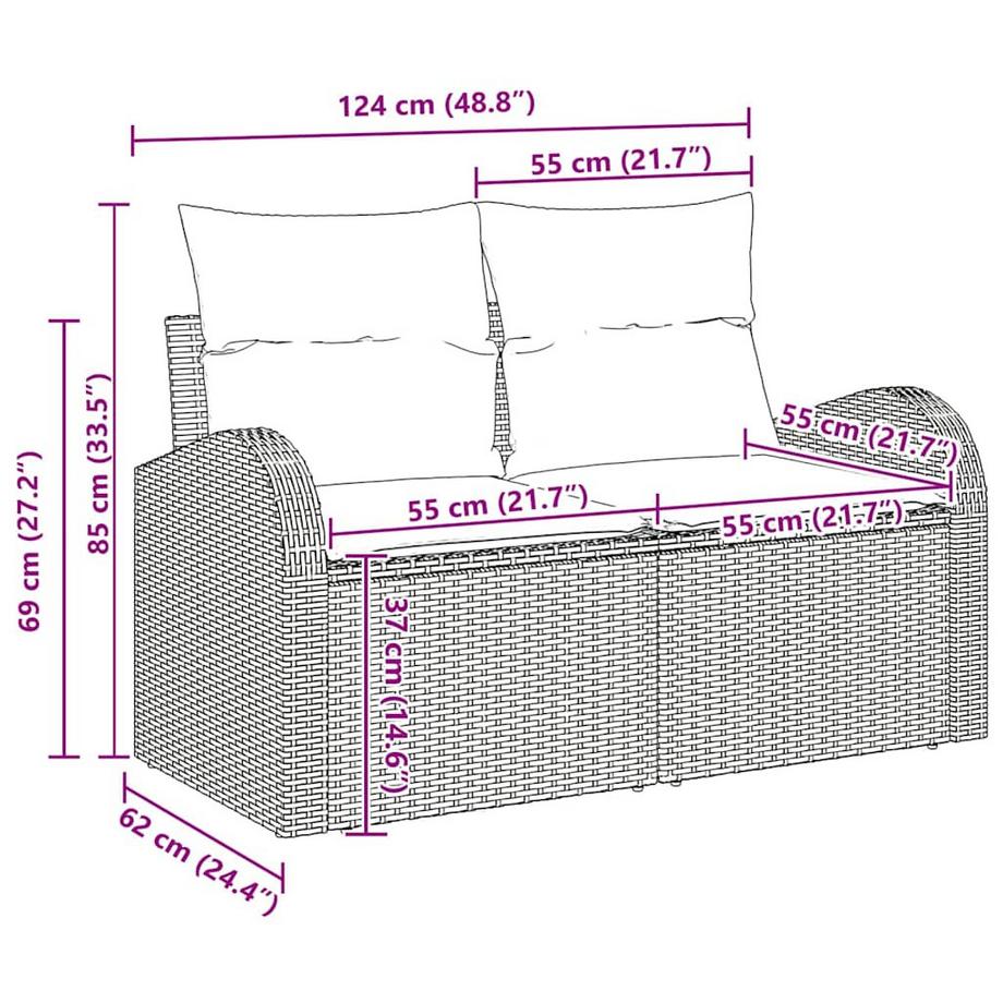 VidaXL Ensemble de canapés d'extérieur poly rattan  