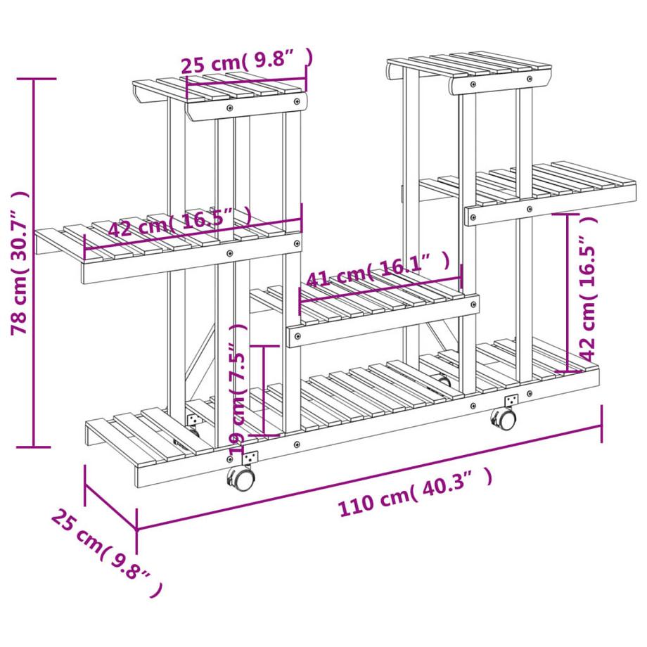 VidaXL portafiori con ruote Legno  