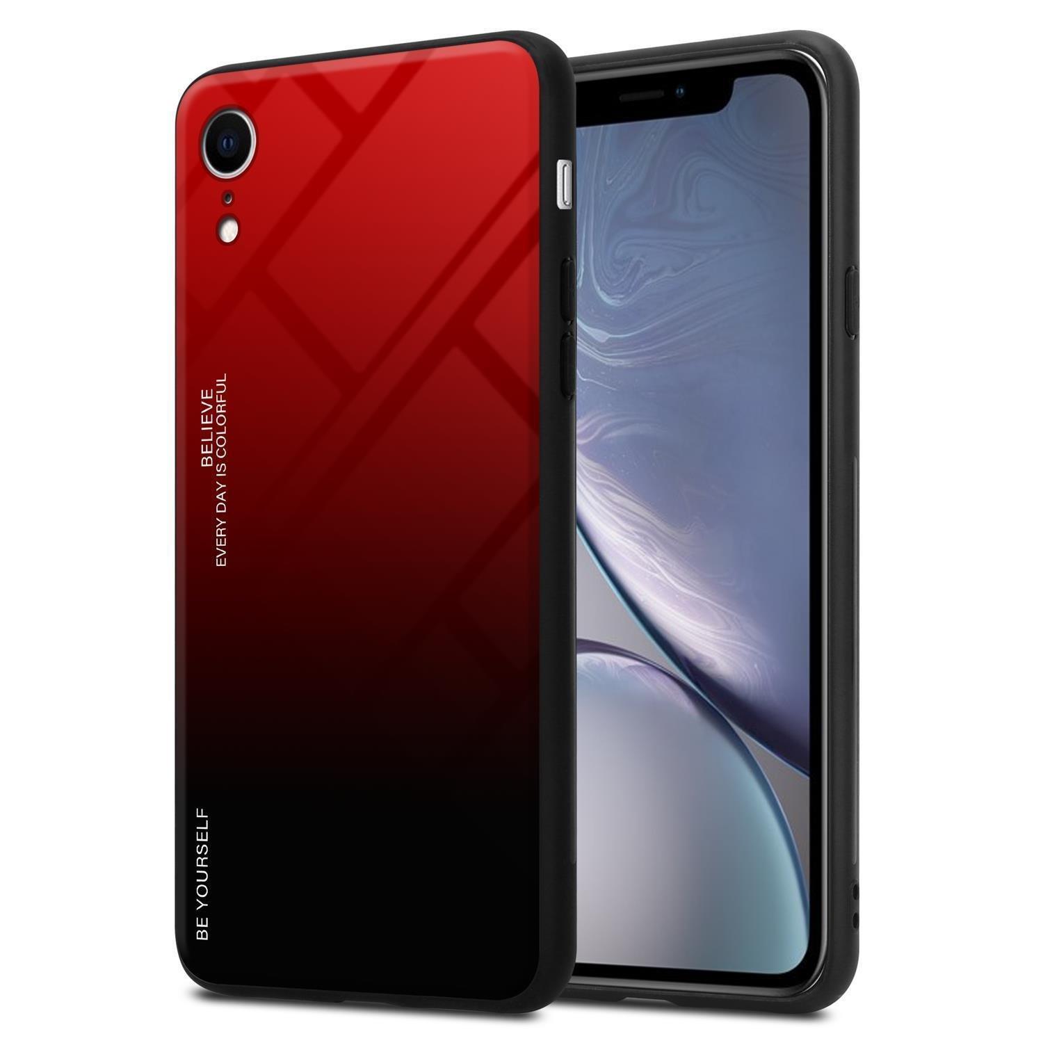 Cadorabo  Housse compatible avec Apple iPhone XR - Coque de protection bicolore en silicone TPU et dos en verre trempé 