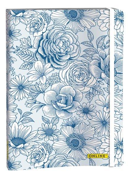 Online ONLINE Bullet Journal Blue Flowers A5 18022 120g, 72 Blatt dotted  