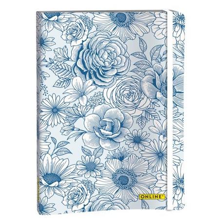Online ONLINE Bullet Journal Blue Flowers A5 18022 120g, 72 Blatt dotted  