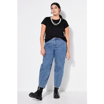 Jeans con taglio ampio a palloncino, cinque tasche e cintura elastica