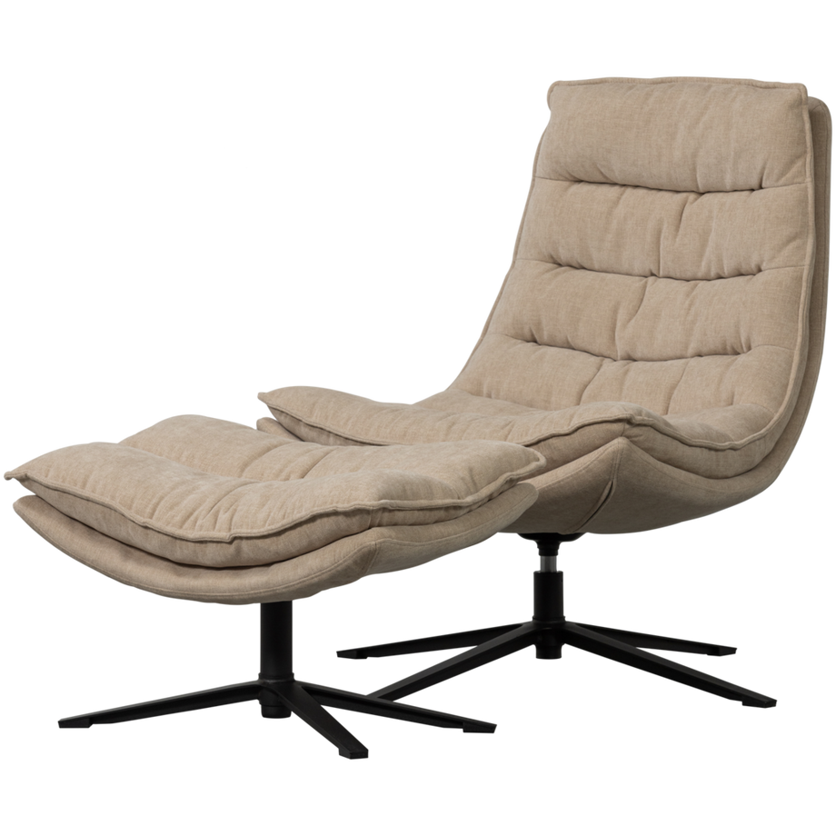 Drehsessel mit Hocker Kube natur