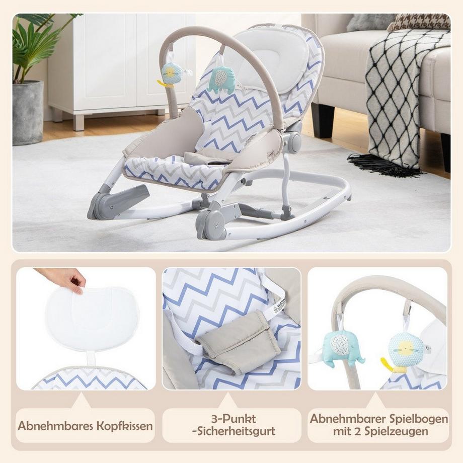 Northio  2-en-1 Transat Bébé Pliable Balancelle Portable avec Dossier Réglable 