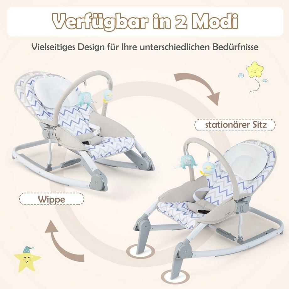 Northio  2-en-1 Transat Bébé Pliable Balancelle Portable avec Dossier Réglable 