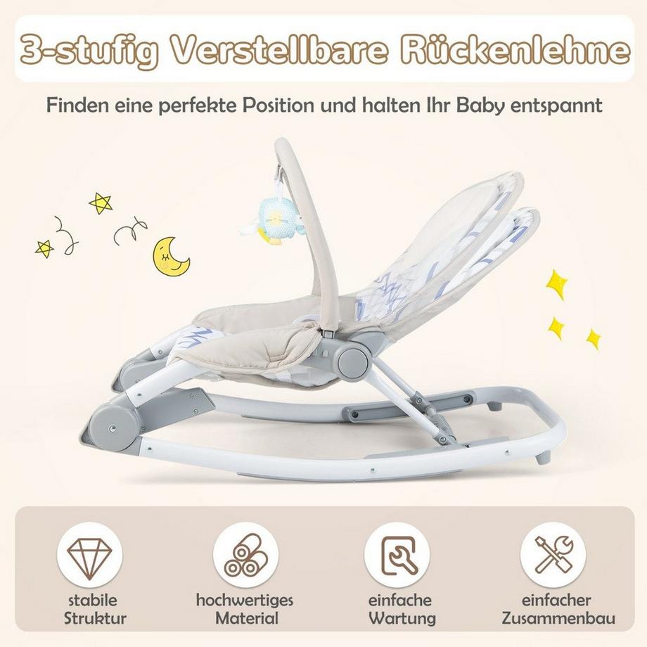 2-in-1 Babywippe klappbar tragbare Babyschaukel mit verstellbarer Rückenlehne