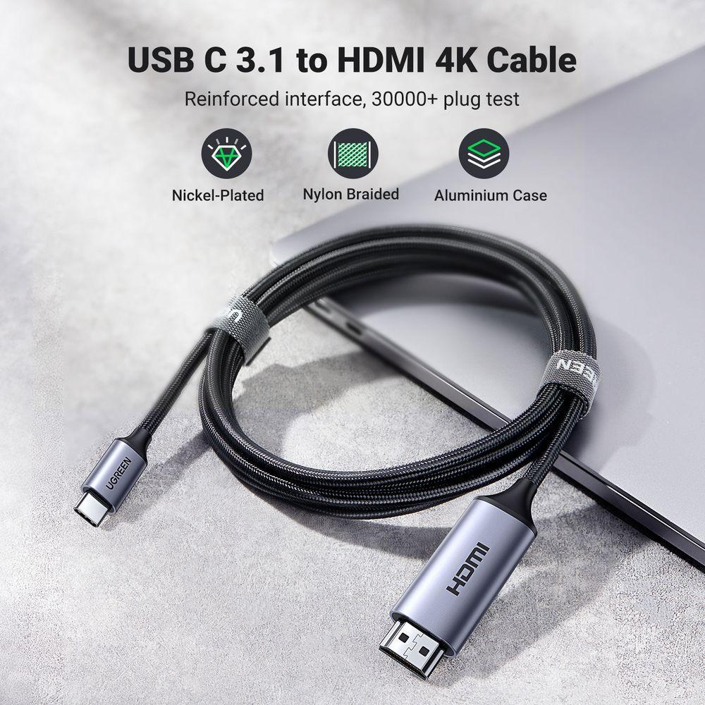 UGREEN  UGREEN USB-C vers HDMI, 1,5 m - Gris-noir 
