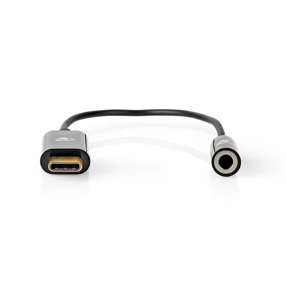 Nedis  Adaptateur USB-C™ | USB 3.2 Gen 1 | USB-C™ mâle | 3,5 mm femelle | 0,15 m | rond | nickelé | PVC | noir | étui 