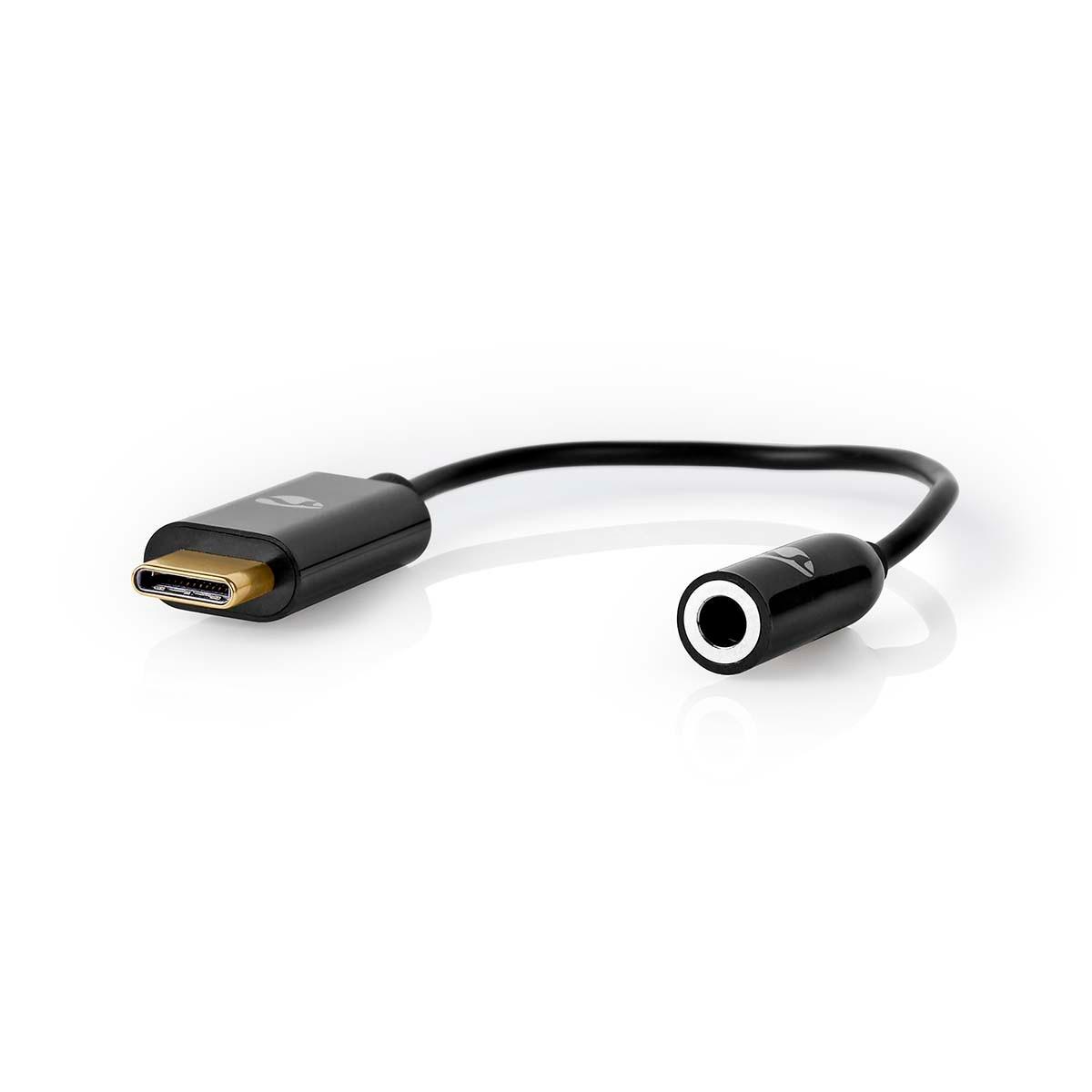 Nedis  USB-C™-Adapter | USB 3.2 Gen 1 | USB-C™-Stecker | 3,5 mm-Buchse | 0,15 m | Rund | Vernickelt | PVC | Schwarz | Gehäuse 