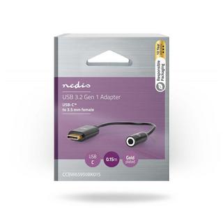 Nedis  Adattatore USB-C™ | USB 3.2 Gen 1 | USB-C™ Maschio | 3,5 mm Femmina | 0,15 m | Rotondo | Nichelato | PVC | Nero | Custodia 