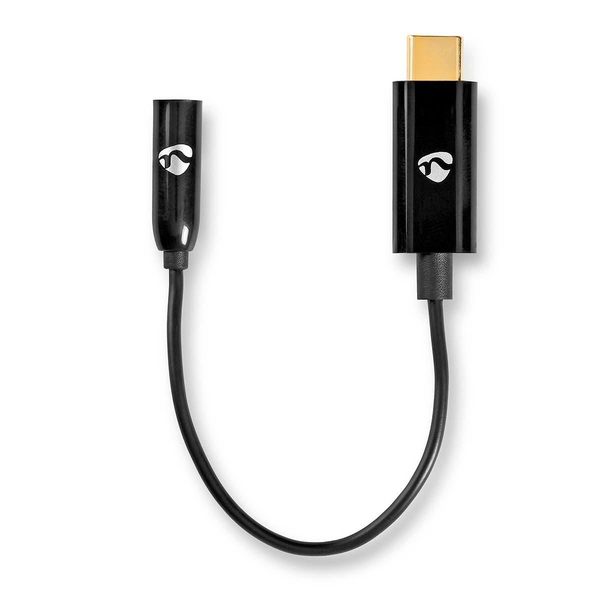 Nedis  Adaptateur USB-C™ | USB 3.2 Gen 1 | USB-C™ mâle | 3,5 mm femelle | 0,15 m | rond | nickelé | PVC | noir | étui 