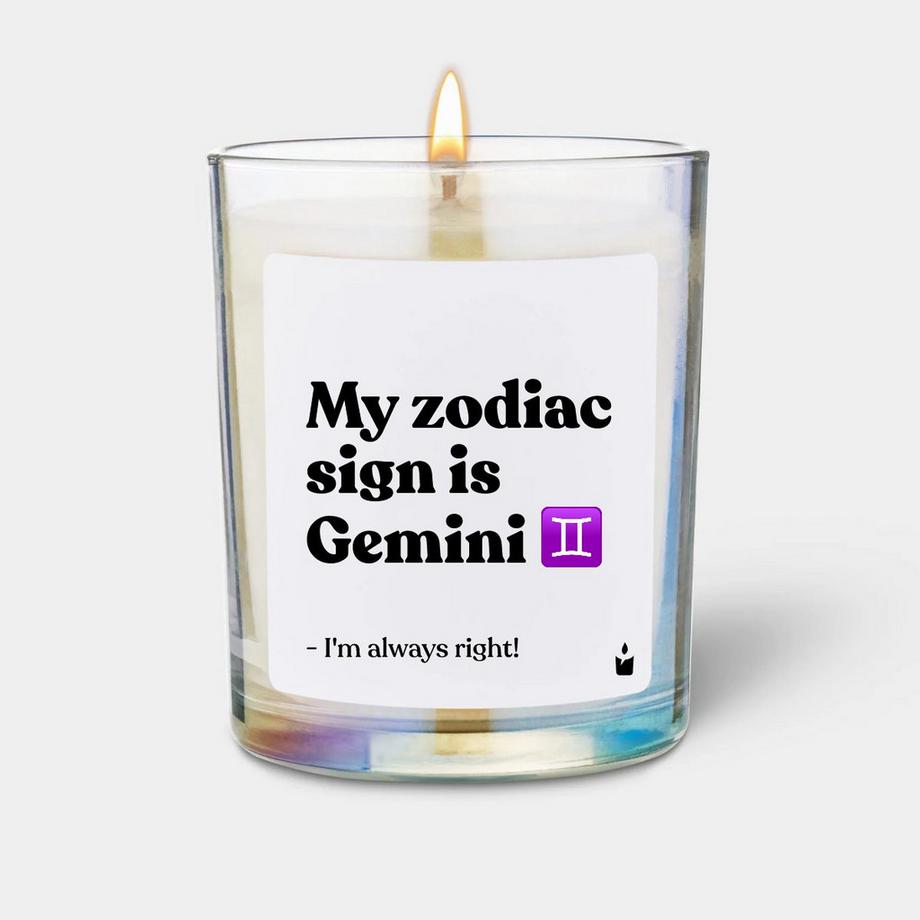 CandleHand Bougie parfumée Woody My zodiac sign is Gemini - I'm always right!  