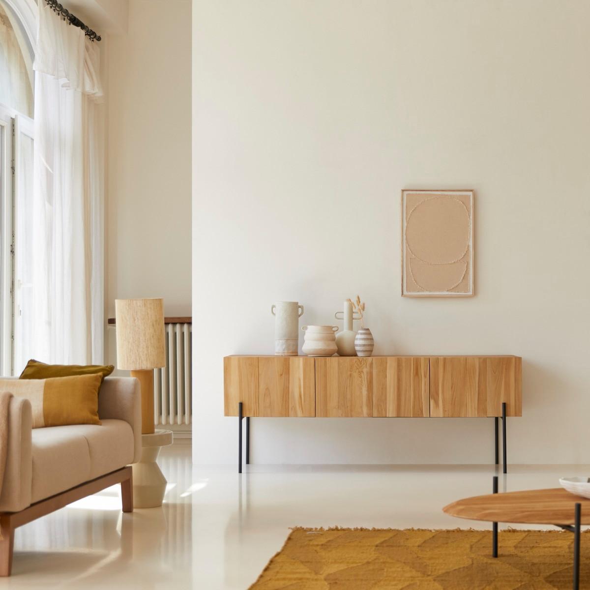 Tikamoon Mobile TV alto in teak massello 170 cm Honorine  