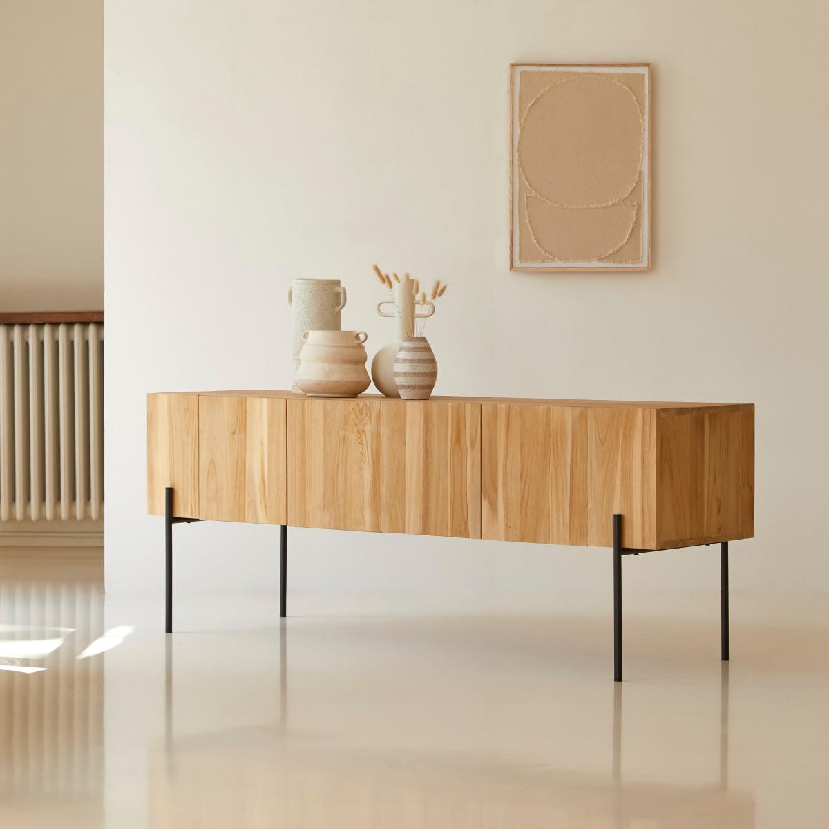 Tikamoon Mobile TV alto in teak massello 170 cm Honorine  