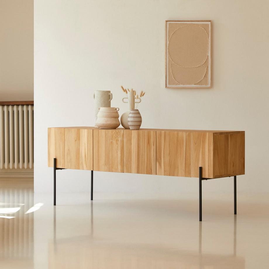 Tikamoon Meuble TV haut en teck massif 170 cm Honorine  