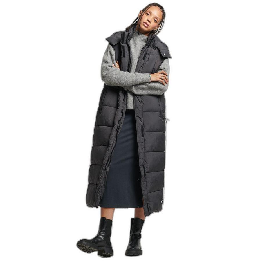 Superdry Longue Doudoune sans Manches à Capuche Ripstop  