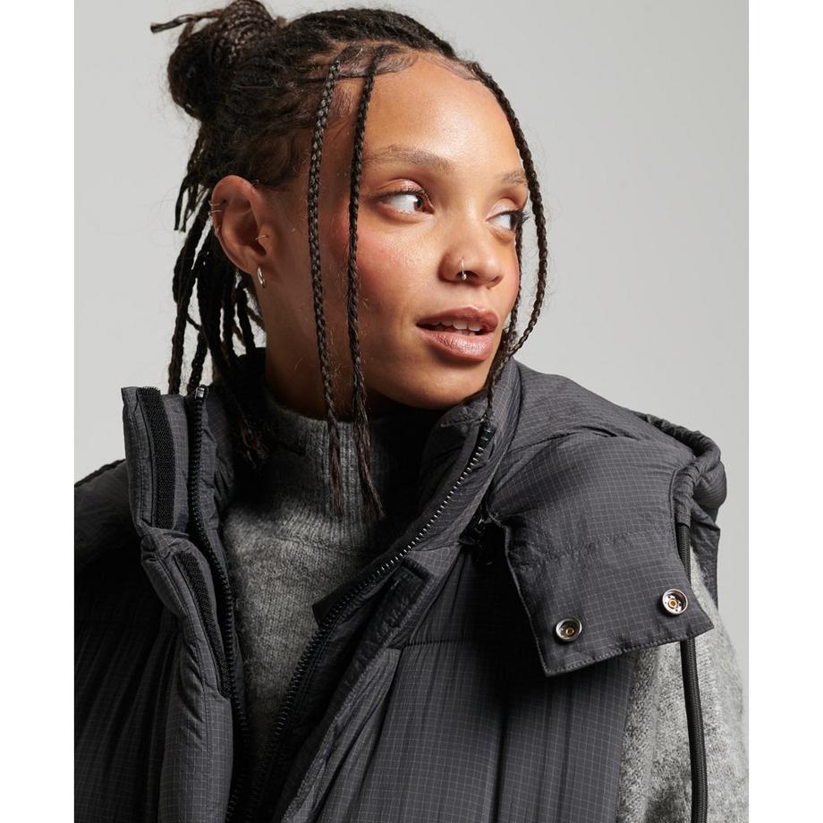 Superdry Longue Doudoune sans Manches à Capuche Ripstop  