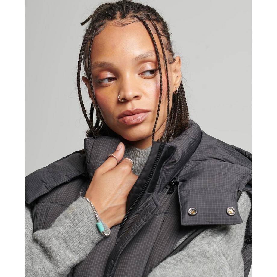Superdry Longue Doudoune sans Manches à Capuche Ripstop  
