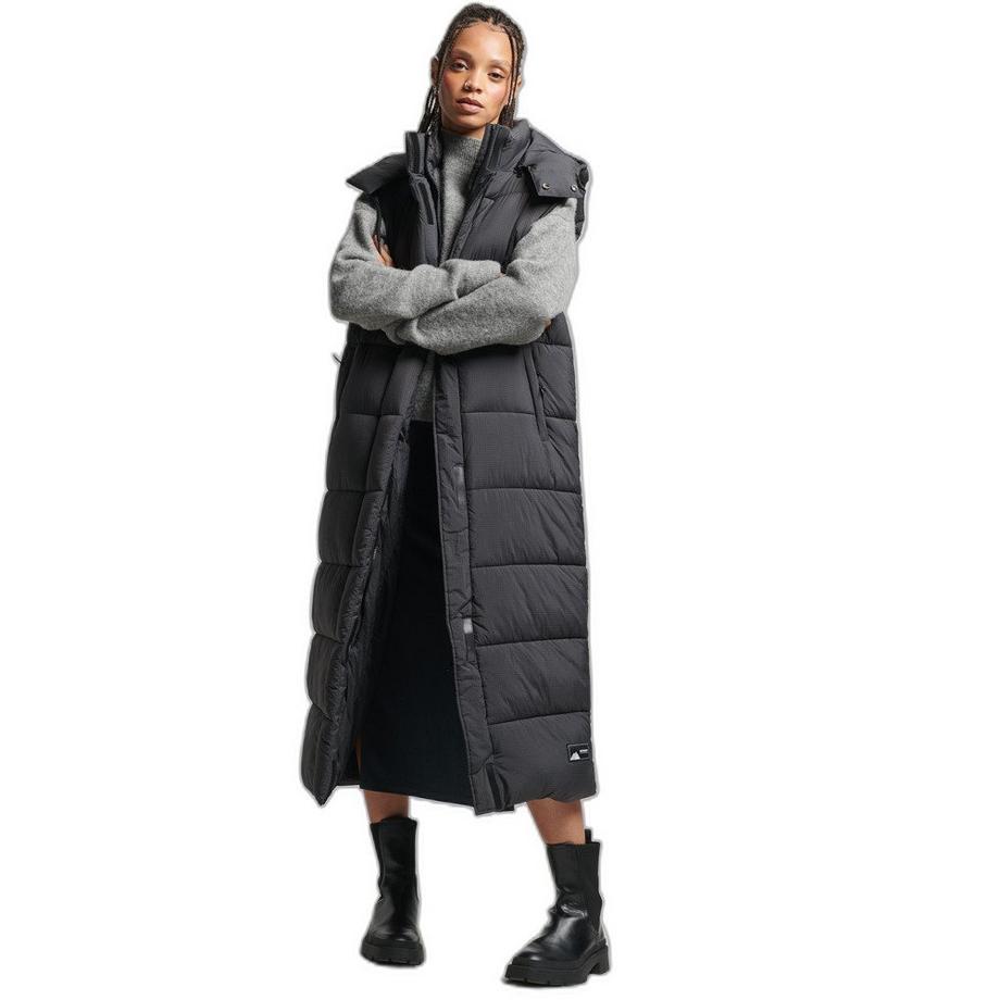 doudoune à capuche long sans anches ripstop
