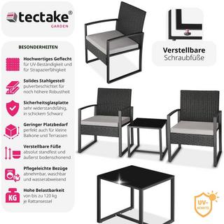 Tectake Rattan Sitzgruppe Granada mit Tisch für 2 Personen  