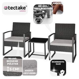 Tectake Rattan Sitzgruppe Granada mit Tisch für 2 Personen  