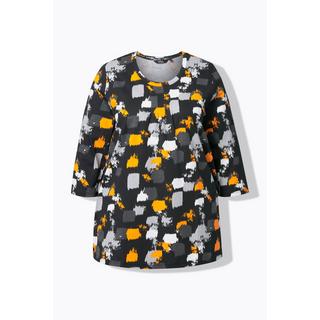 Ulla Popken Stampa Grafica Taglio Svasato Scollo a Girocollo Maniche 3/4 Maglia  