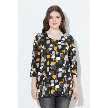 Maglia dal taglio svasato con stampa grafica, scollo a girocollo e maniche a 3/4