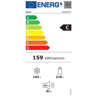 Bosch KGN367ICT Edelstahl-EasyClean - Serie 4 Freistehende Kühl-Gefrier-Kombination mit Gefrierberei  