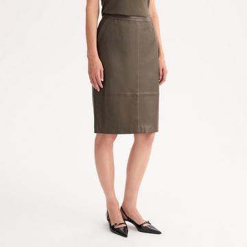 Jupe droite en cuir de mouton