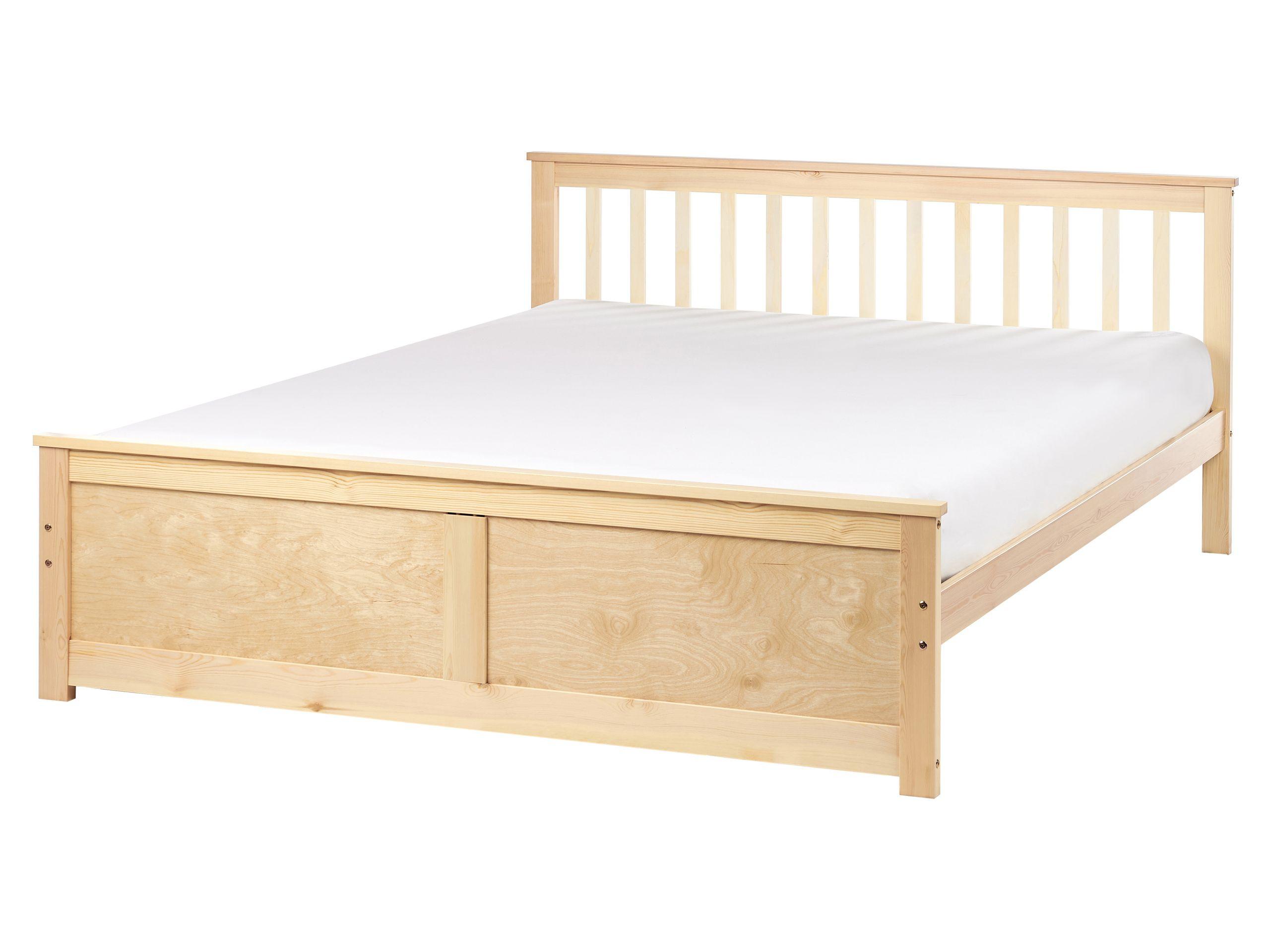 Beliani Lit avec sommier en Bois de pin Scandinave OLENDON  