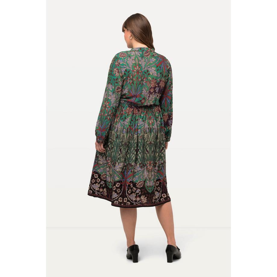 Ulla Popken Robe Midi Imprimé Patch Col V Manches Longues  