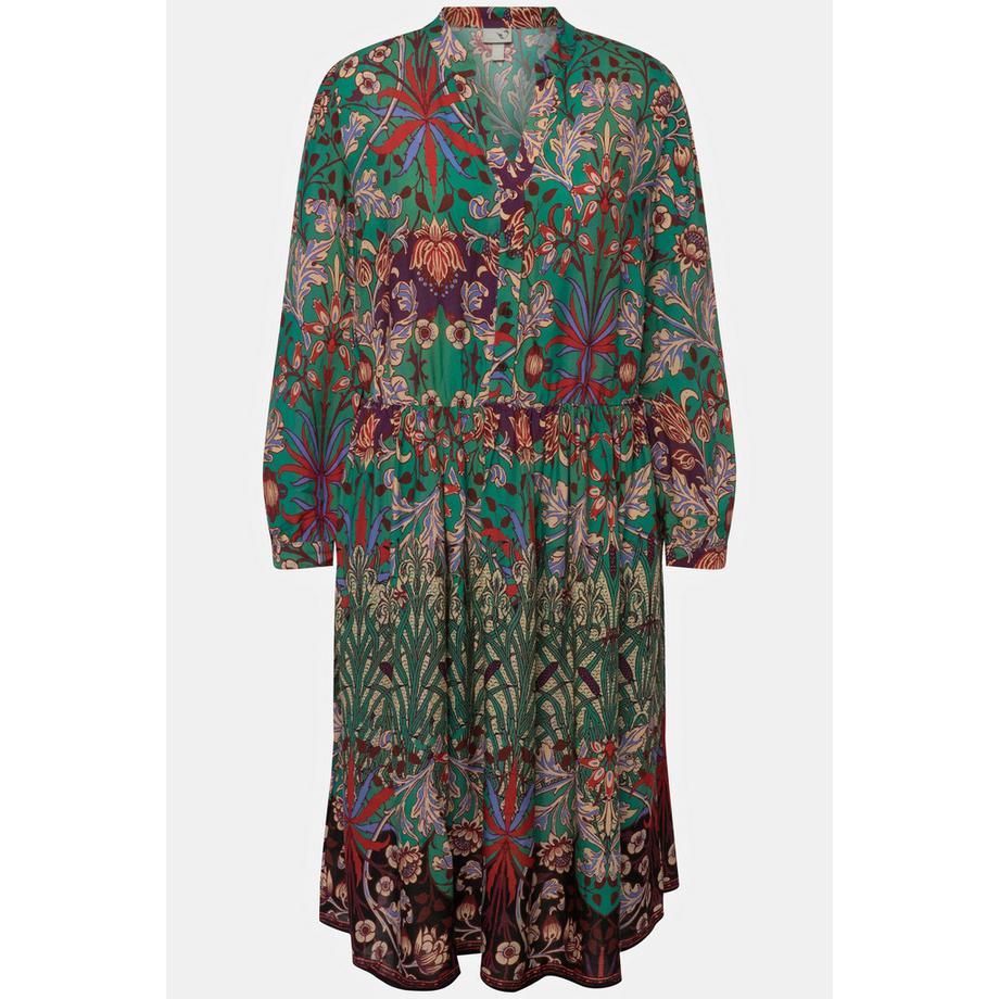 Ulla Popken Robe Midi Imprimé Patch Col V Manches Longues  