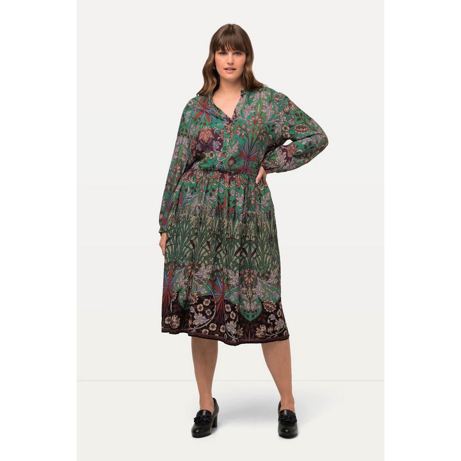 Ulla Popken Robe Midi Imprimé Patch Col V Manches Longues  