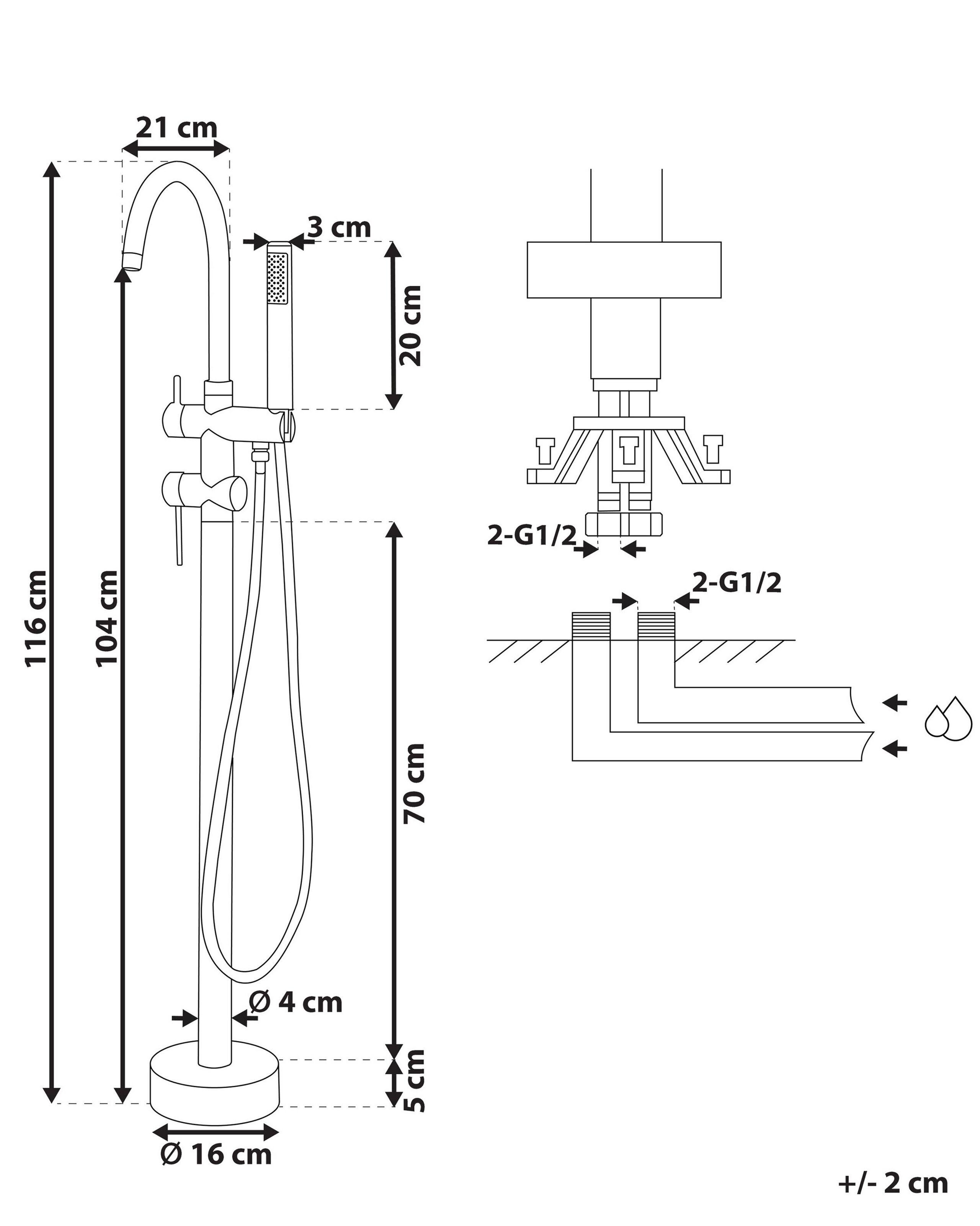 Beliani Robinet de baignoire autoportante en Laiton Moderne TUGELA  