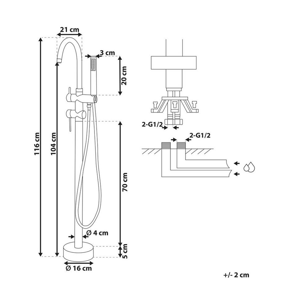 Beliani Robinet de baignoire autoportante en Laiton Moderne TUGELA  