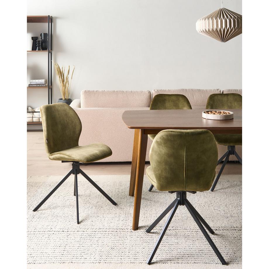Beliani Lot de 4 chaises de salle à manger en Velours Rétro MORRISON  