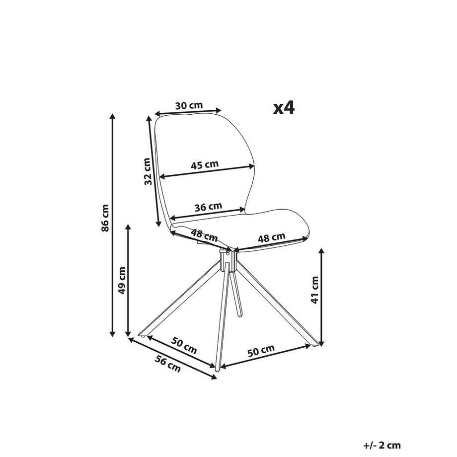 Beliani Lot de 4 chaises de salle à manger en Velours Rétro MORRISON  