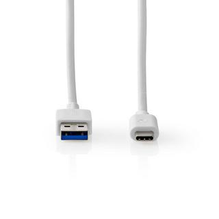 Nedis  Câble USB | USB 3.2 Gen 1 | USB-A mâle | USB-C™ mâle | 60 W | 5 Gbps | Nickelé | 2,00 m | Rond | PVC | Blanc | Boîte 