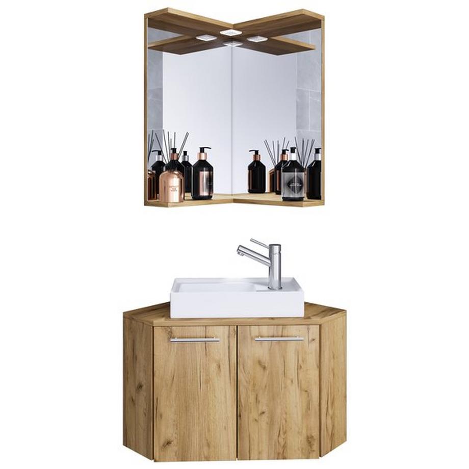 3-tlg Badmöbel Set Gäste WC Gästebad Waschplatz Waschtisch klein ecke Vilosa