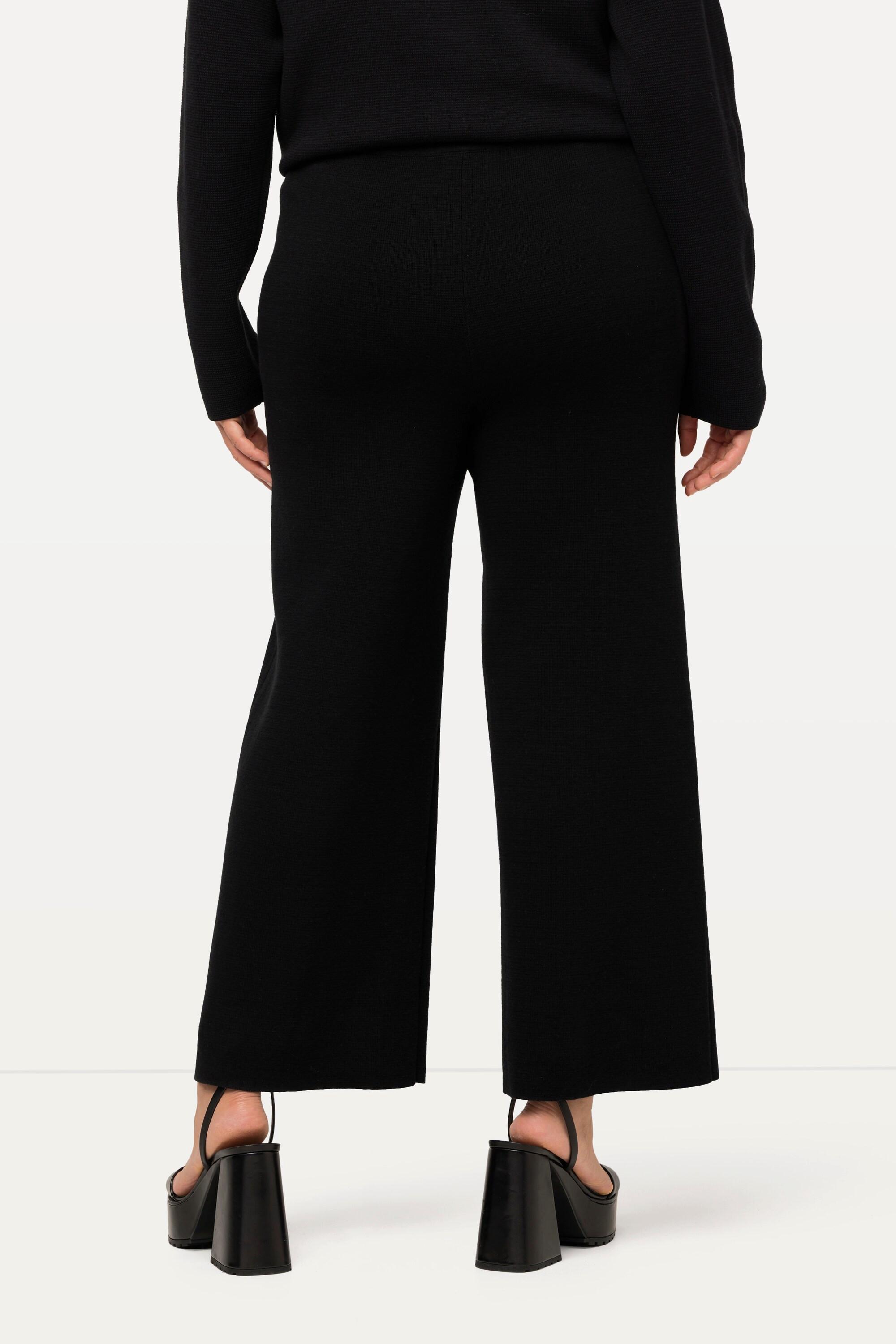 Ulla Popken  Pantaloni culotte modello Rose di maglia con taglio della gamba ampio e cintura elastica 