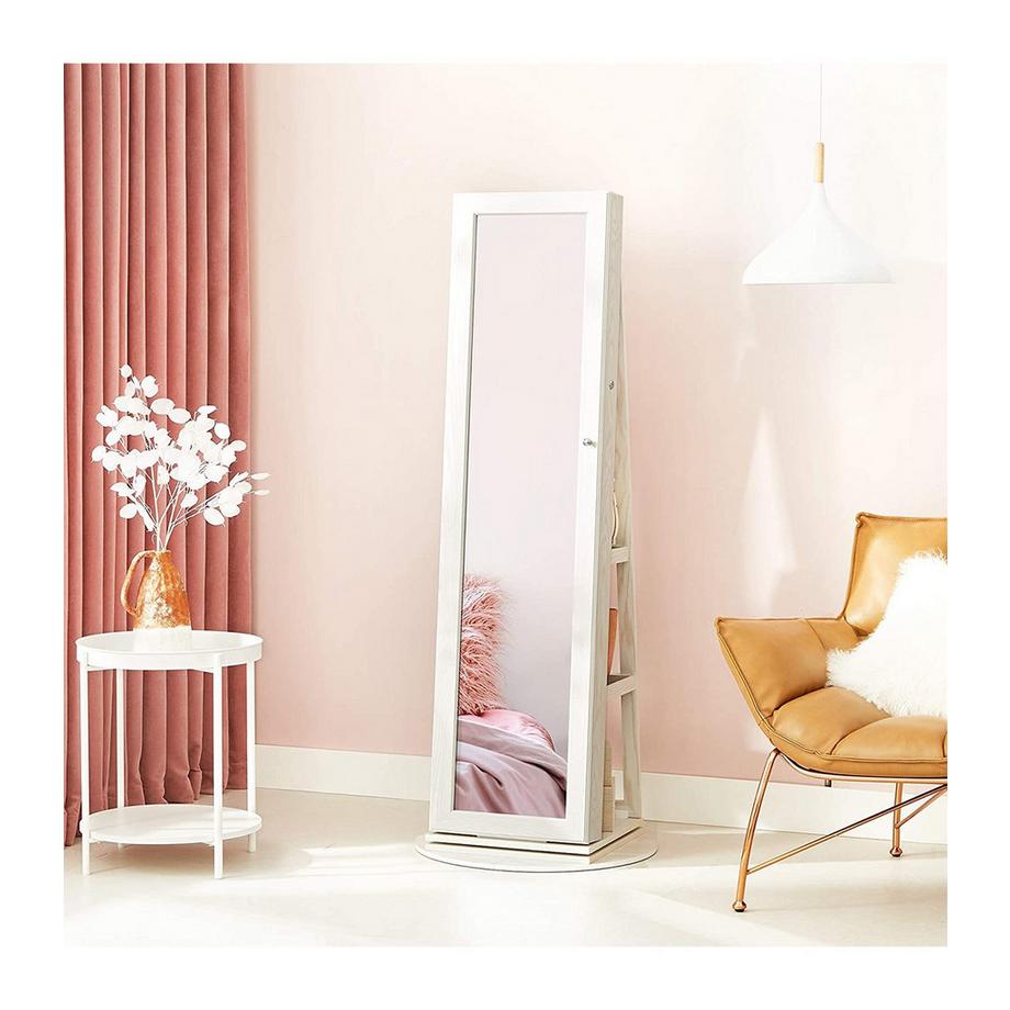 Calicosy  Um 360° drehbarer Schmuckschrank mit Spiegel und Ablageflächen 